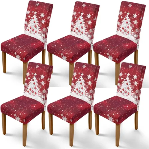 Miniatura 27 de Rnyleeg Fundas de silla de Navidad para sala de estar, diseño de muñeco de nieve azul, estampado de pájaros, fundas para sillas de comedor, 1
