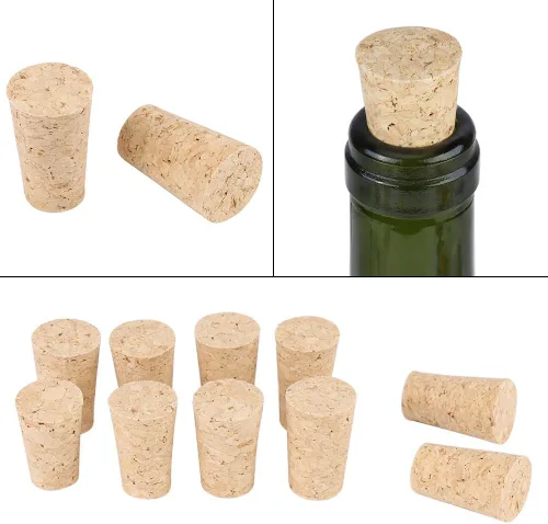 Miniatura 7 de Corchos de vino de alta calidad, tapones de corcho cónicos de madera natural para botellas de cerveza de vino, juego de 10 piezas de 0.787 x 0.591 x