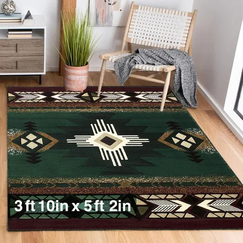Miniatura 102 de YHSF South West - alfombra estilo nativo americano del suroeste C318 - fácil de limpiar, gruesa, suave, duradera, alfombra inspirada en tribus