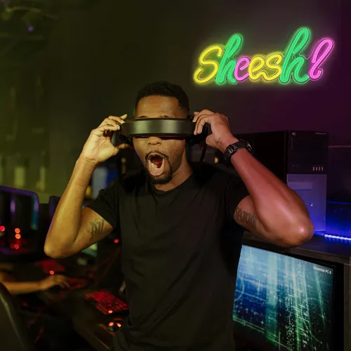 Miniatura 4 de Lumoonosity Letrero de neón Sheesh - Luces led de neón Sheesh Meme para jugadores/streamers/influencers - Letras geniales de neón Sheesh