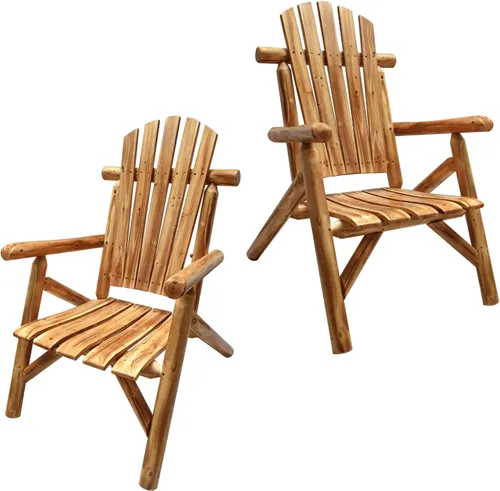 Miniatura 10 de Anraja Silla Adirondack de madera para exteriores, muebles de troncos de madera, porche, patio, exterior, asiento rústico, interior, césped, salón