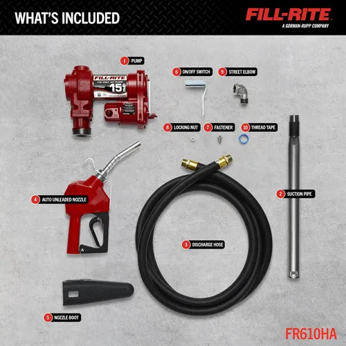 Miniatura 3 de Fill-Rite FR610HA 115V 15 GPM Bomba de transferencia de combustible con manguera de descarga y boquilla automática (rojo) Mezclas de gasolina