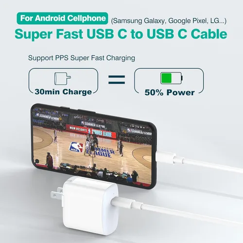 Miniatura 5 de Cable USB C a USB C (paquete de 2, 6.6 pies) para MacBook Air/Pro Charger, iPad Pro de 12.9/11 pulgadas, iPad Air 5/4, Mini 6, iPhone 17/16/15