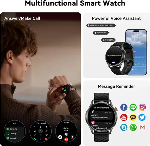 Miniatura 7 de KOSPET Magic R10 - Reloj inteligente GPS para hombres, cuerpo de acero inoxidable, batería de 50 días, impermeable 5ATM, 180 modos deportivos