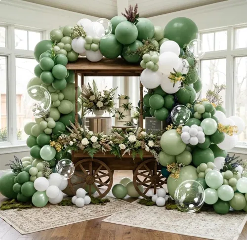 Miniatura 13 de Guirnalda de globos azul empolvado y blancos, kit de arco de globos Bobo de perlas azul claro con doble relleno para cumpleaños, baby shower, boda