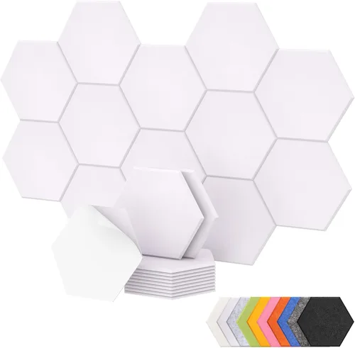 TONOR - Paquete de 12 paneles acústicos hexagonales autoadhesivos, panel de alta densidad a prueba de sonido de 12 x 10 x 0.4 pulgadas para paredes,