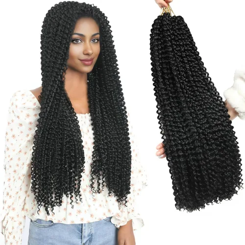 Miniatura 9 de Paquete de 7 paquetes de cabello Passion Twist de 18 pulgadas, cabello ondulado de ganchillo previamente enrollado, trenzas bohemias para mujeres