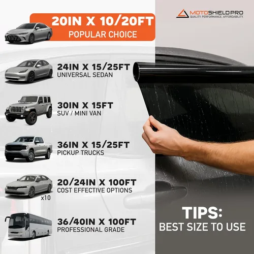Miniatura 4 de DIY-MotoShield Pro Tinte de carbono prémium (25% VLT) Rollo de 40 pulgadas x 100 pies Película profesional para ventana de automóvil, reduce