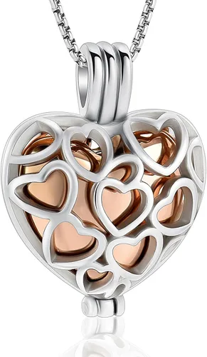 Collar con medallón de cremación conmemorativa con corazón eterno con mini urna para cenizas de seres queridos