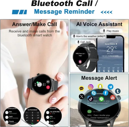 Miniatura 2 de Reloj Inteligente para Hombres y Mujeres Fitness: Impermeable Hacer Responder Llamadas Relojes Digitales para Hombres Corriendo Podómetro Rastreador