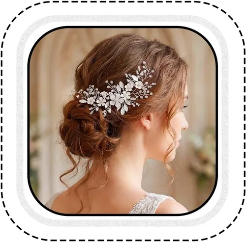 Unicra Plata novia boda pelo vid flor novia pieza de pelo de diamantes de imitación accesorios para el pelo de cristal tocados joyería para mujeres