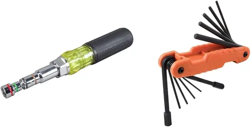 Klein Tools 32807MAG - Destornillador de tuercas 7 en 1, destornillador magnético con tamaños de tuerca hexagonal SAE y brocas de bobina de resorte