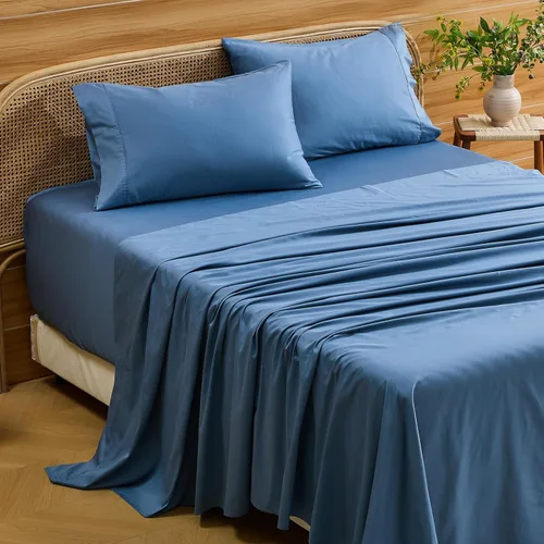 Miniatura 15 de Bedlifes Sábanas de algodón egipcio de 1000 hilos, tamaño Queen, 4 piezas con bolsillo profundo de 16 pulgadas, ropa de cama ultrasuave refrescante