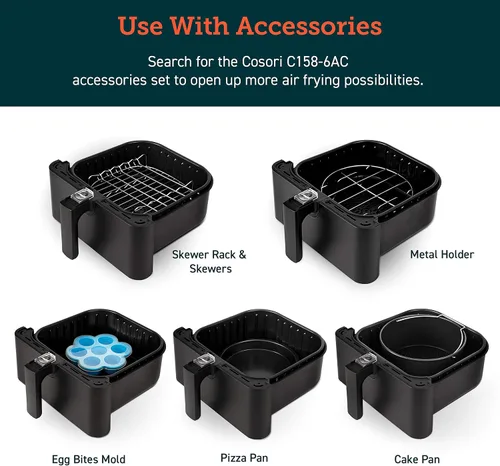 Miniatura 5 de COSORI Accesorios para freidora de aire, cesta original de repuesto de 5.8 cuartos de galón para freidora COSORI CP358-AF, CS358-AF, antiadherente