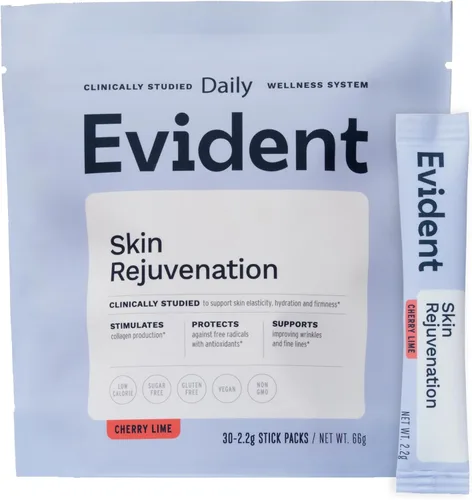 Polvo de rejuvenecimiento de la piel – Suplemento de colágeno con resveratrol, hialuronato de sodio, CollaBZEn, vitaminas C y E – Apoya la