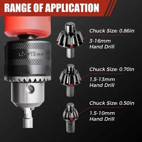 Miniatura 6 de Llave de trinquete 2 en 1, herramienta universal de repuesto de llave de portabrocas de doble cabezal para taladro, compatible con la mayoría