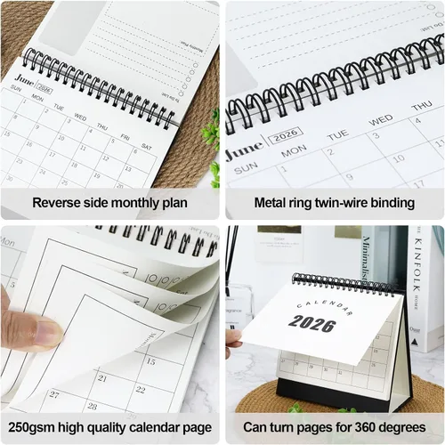 Miniatura 3 de Multibey Calendario de escritorio 2025-2026, calendario de escritorio pequeño abatible de 6.5 x 6.5 pulgadas, julio 2025-diciembre 2026, calendario