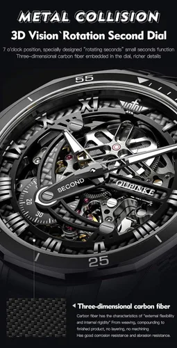 Miniatura 4 de OLEVS Relojes automáticos para hombre, esqueleto mecánico de lujo, color negro, plateado, impermeable, luminoso, cristal de zafiro