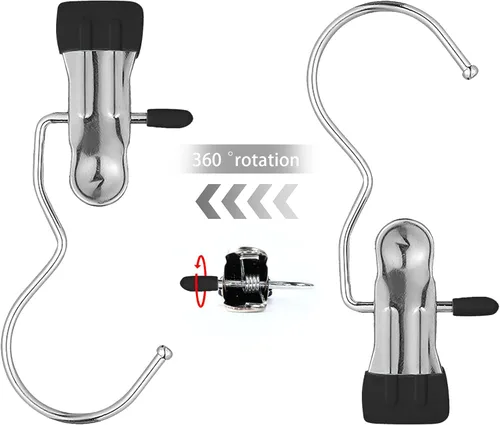 Miniatura 6 de 10 perchas modernas de acero inoxidable metálico para ahorrar espacio con gancho, plata o gris