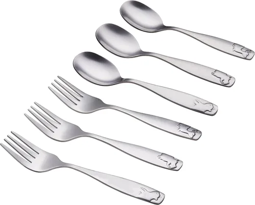 Miniatura 3 de ANNOVA Cubertería para niños con acabado mate, de alta calidad, de acero inoxidable, tenedores, cucharadas, utensilios para niños, oxidados
