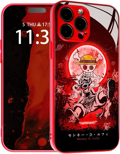 Gear 5 Nika Joy Boy - Carcasa protectora de silicona suave con diseño de manga de anime japonés anticaída, diseño de manga y vidrio templado,