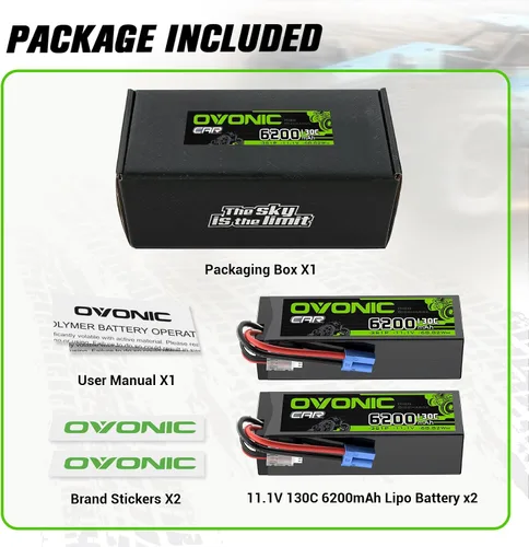 Miniatura 6 de OVONIC 3S LiPo Batería 6200mAh 11.1V 130C RC Batería con EC5 Conector