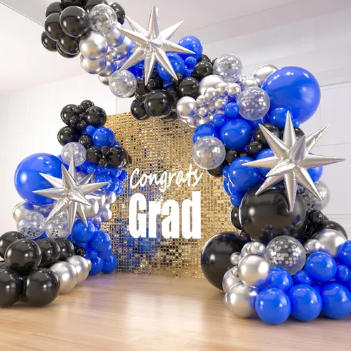 Miniatura 9 de 141 globos de látex con 3 globos de aluminio para cumpleaños, graduación, discoteca 2024, decoraciones de fiesta de graduación