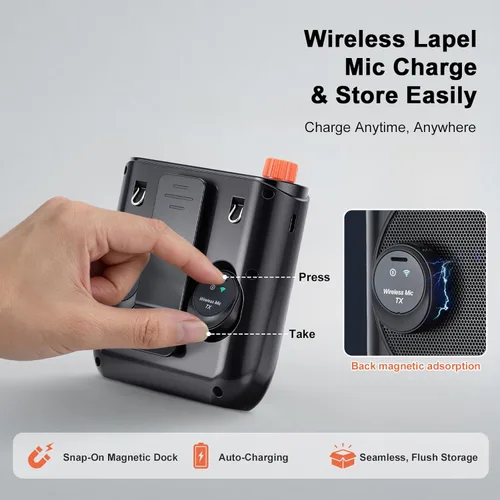 Miniatura 2 de HAKUTA Amplificador de voz inalámbrico, altavoz Bluetooth portátil para profesores con micrófono de solapa magnético y 2 micrófonos, amplificador