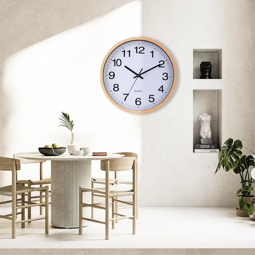 Miniatura 6 de Reloj de pared de 12 pulgadas con marco de madera, cubierta de vidrio, sin tictac, con números, de cuarzo, diseño moderno de cuarzo, decorativo