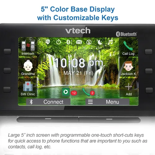 Miniatura 3 de VTech IS8251-3 - Teléfono inalámbrico de 3 manos de grado empresarial para oficina en casa, pantalla a color de 5", teclas de acceso directo