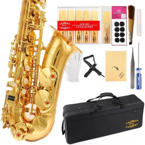 Miniatura 15 de Kit de cuidado para saxofón con 11 reeds, 8 para saxofón alto cojines, funda, Glory E Flat