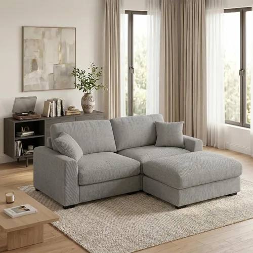 Miniatura 22 de Sofá modular Cloud de 212 pulgadas con tumbona grande, profundo y cómodo, sofás seccionales en forma de L de gran tamaño para sala de estar, Blanco