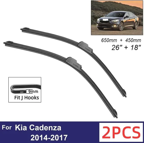 Miniatura 2 de Car Wiper Compatible with Kia Cadenza 2014-2017 Front Wiper Blades Soft Rubber Windscreen Wipers Auto Windshield 26"+18" 650mm + 450mm