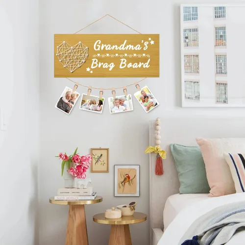 Miniatura 3 de Yunfan para abuela: Tablero de la abuela, regalos de los nietos, marco de fotos para portarretratos, regalo de cumpleaños para abuela, Navidad
