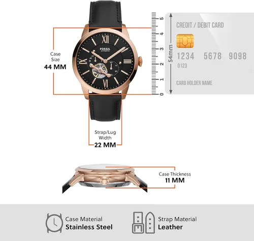 Miniatura 5 de Fossil Men's Townsman Automatic Stainless Steel and Leather Two-Hand Skeleton Watch