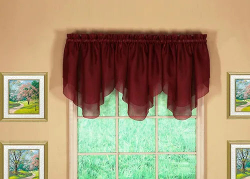 Today's Curtain Emelia Original Voile Ascot 25 pulgadas, Borgoña, 40 pulgadas de ancho x 25 pulgadas de largo