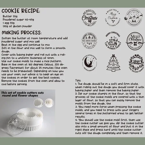 Miniatura 5 de Sello de galletas de Navidad personalizable 2025 con nombre de familia, sorpresa navideña para entusiastas de la repostería (diseño A)