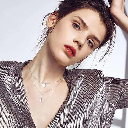 Miniatura 2 de Gargantilla ajustable de plata de ley S925 con colgante, joyería para mujeres y niñas.