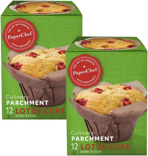 PaperChef - Tazas de hornear de loto pergamino - Papel antiadherente de fácil liberación, tazas decorativas para hornear, perfectas para fiestas,
