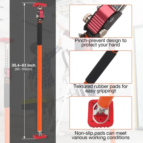 Miniatura 2 de Sistema de soporte ajustable de tercera mano, barra de carga ajustable para cama de camioneta y paneles de yeso, se extiende de 35 a 63 pulgadas