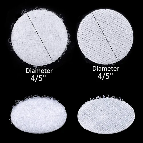 Miniatura 2 de JANYUN Puntos autoadhesivos, 3/4" (20mm) 0.79 pulgadas de diámetro, puntos adhesivos blancos por detrás de gancho y bucle, puntos circulares