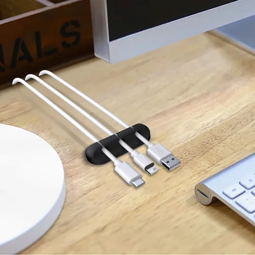 Miniatura 6 de SOULWIT Clips de soporte para cables, paquete de 3 clips organizadores de cables de silicona autoadhesivos para escritorio, cable de carga USB