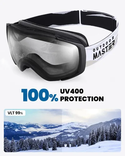 Miniatura 5 de OutdoorMaster Gafas de esquí con cubierta, gafas de nieve para snowboard OTG antivaho Juventud Vlt 99.1%