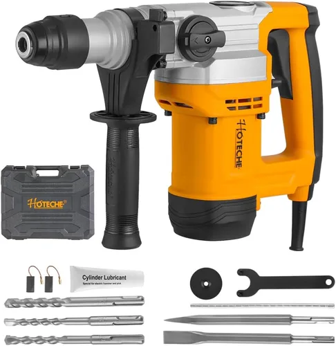 Miniatura 9 de Hoteche Martillo giratorio 3 en 1 de 1-1/8 pulgadas SDS Plus Martillo eléctrico de 7 amperios/850 W de velocidad variable con cable para hormigón
