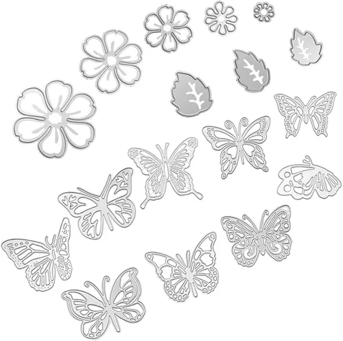 Miniatura 2 de 17 troqueles de corte de plantilla en relieve, hojas de mariposa y flores de AIFUDA para manualidades, álbumes de recortes, marco de fotos, álbum