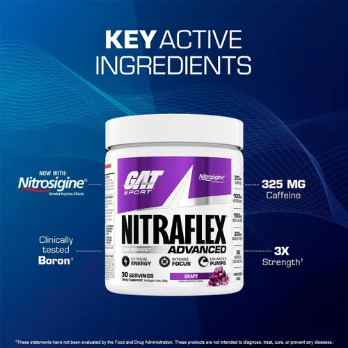 Miniatura 4 de GAT SPORT, Nitraflex Advanced Pre-Workout Powder, aumenta el flujo sanguíneo, aumenta la fuerza y la energía, mejora el rendimiento del ejercicio