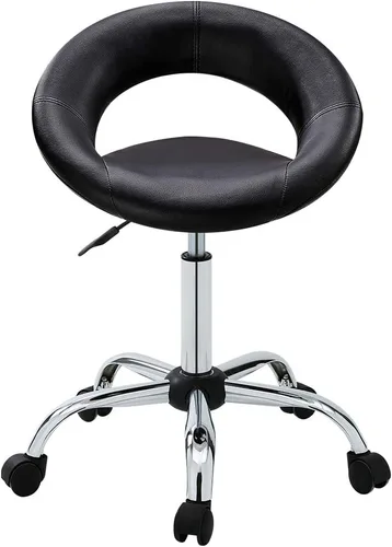 Miniatura 8 de DUHOME Taburete de trabajo WY-171XF Crescent Silla giratoria ajustable con ruedas (negro)
