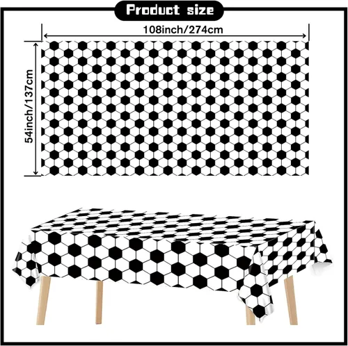 Miniatura 2 de Kesfey 3 paquetes de manteles para fiestas de fútbol 54 x 108 pulgadas, cubierta de mesa desechable impermeable de plástico con tema de fútbol