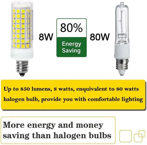 Miniatura 3 de Bombilla LED E11 regulable, equivalente a bombillas halógenas de 75 W o 100 W, paquete de 4 bombillas LED de iluminación E11 T4 mini candelabro