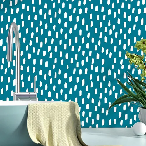 Miniatura 10 de HAOKHOME Papel tapiz para despegar y pegar, diseño de puntos modernos y bohemios, extraíble, para baño, color caramelo/blanco, papel de contacto